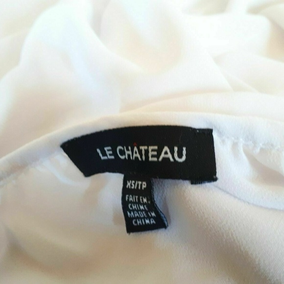 Le Chateau White Sleeveless Tie Front Sheer Top - Picture 4 of 4